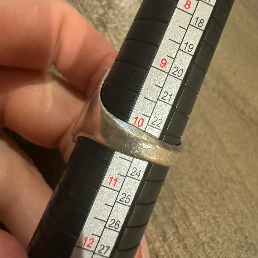 Vintage Native American RS Signed 925 Sterling Opal Inlay Ring 10.2g Sz 10.25 - Picture 7 of 9